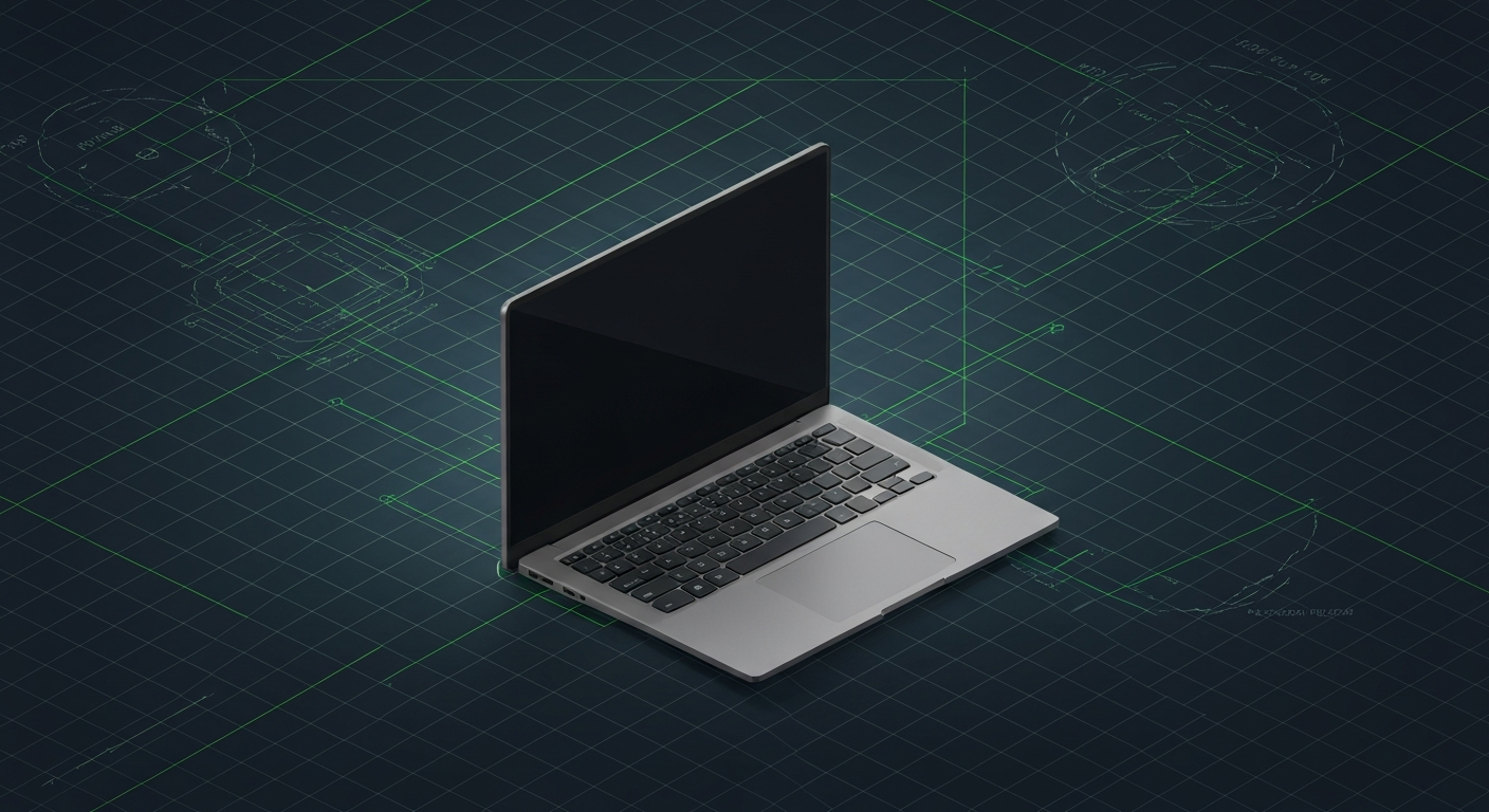 Razer Blade 16 (2025, RTX 5090 Mobile) — stylized laptop render